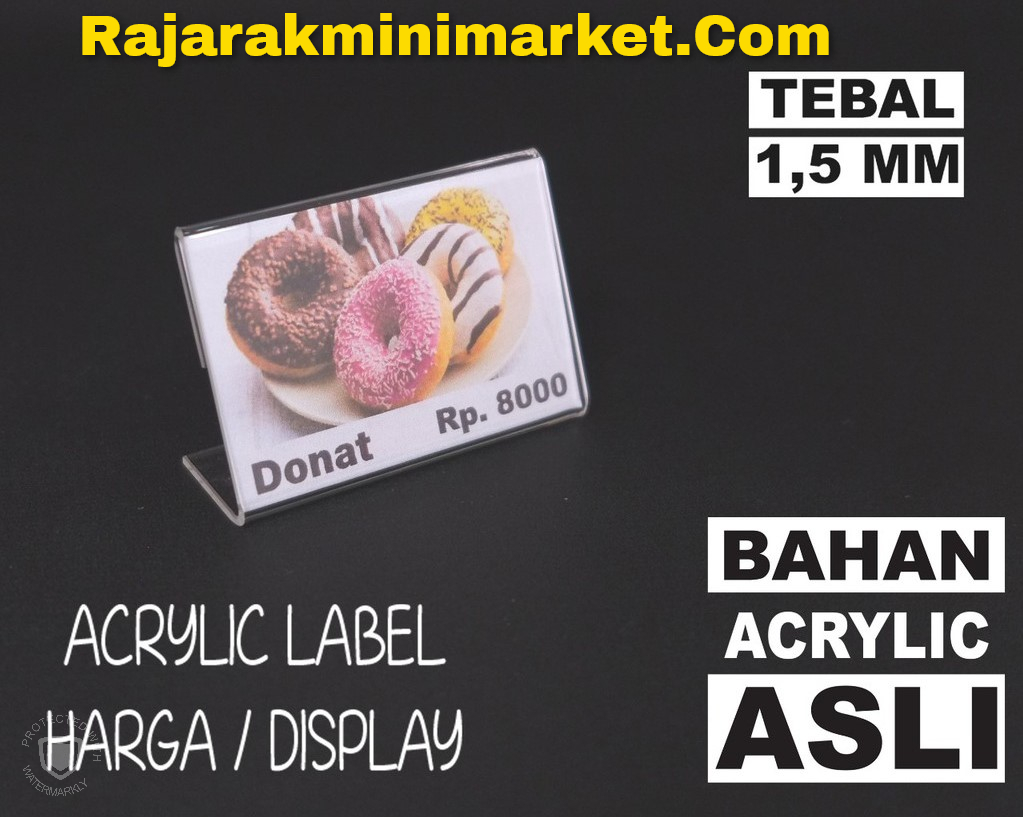 Display Acrylic Akrilik Label Harga 4x6 Cm Raja Rak Toko